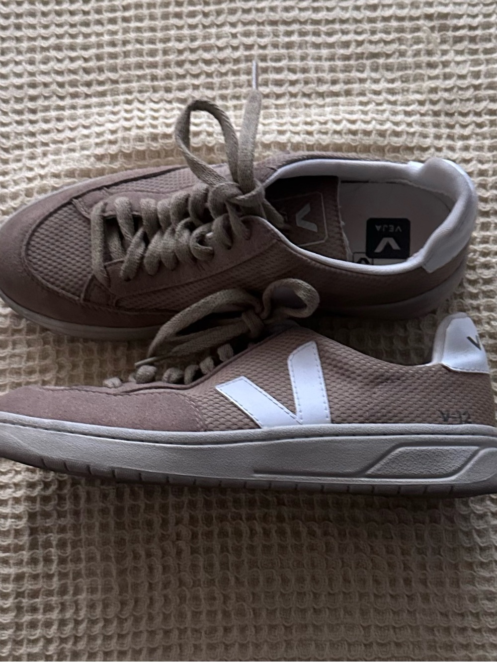 Veja Women's Sneakers in Taupe with White V Logo